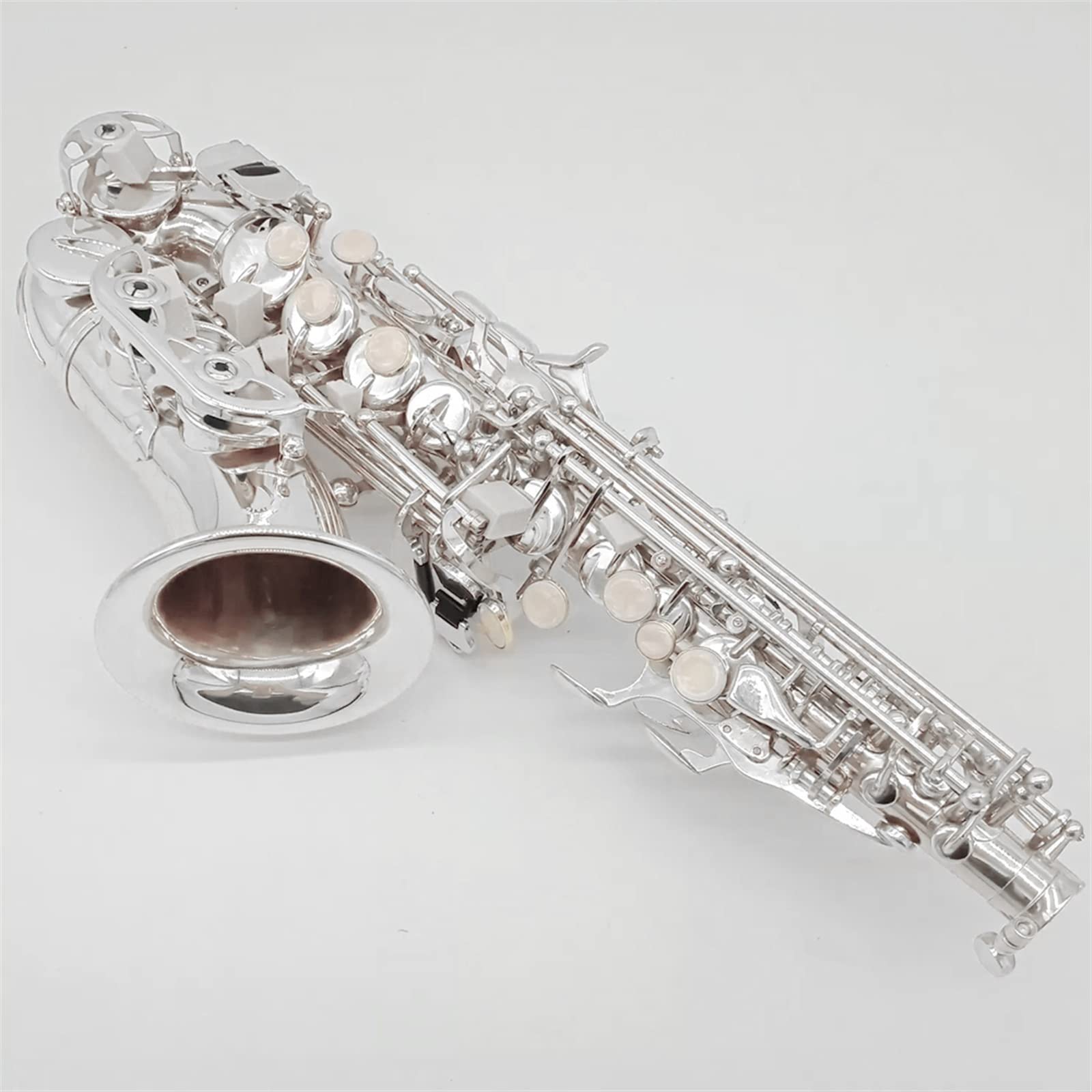 Saxofones Saxofón Curvo Profesional De Plata BB Patrón Tallado Profundo Saxofón De Instrumento Francés