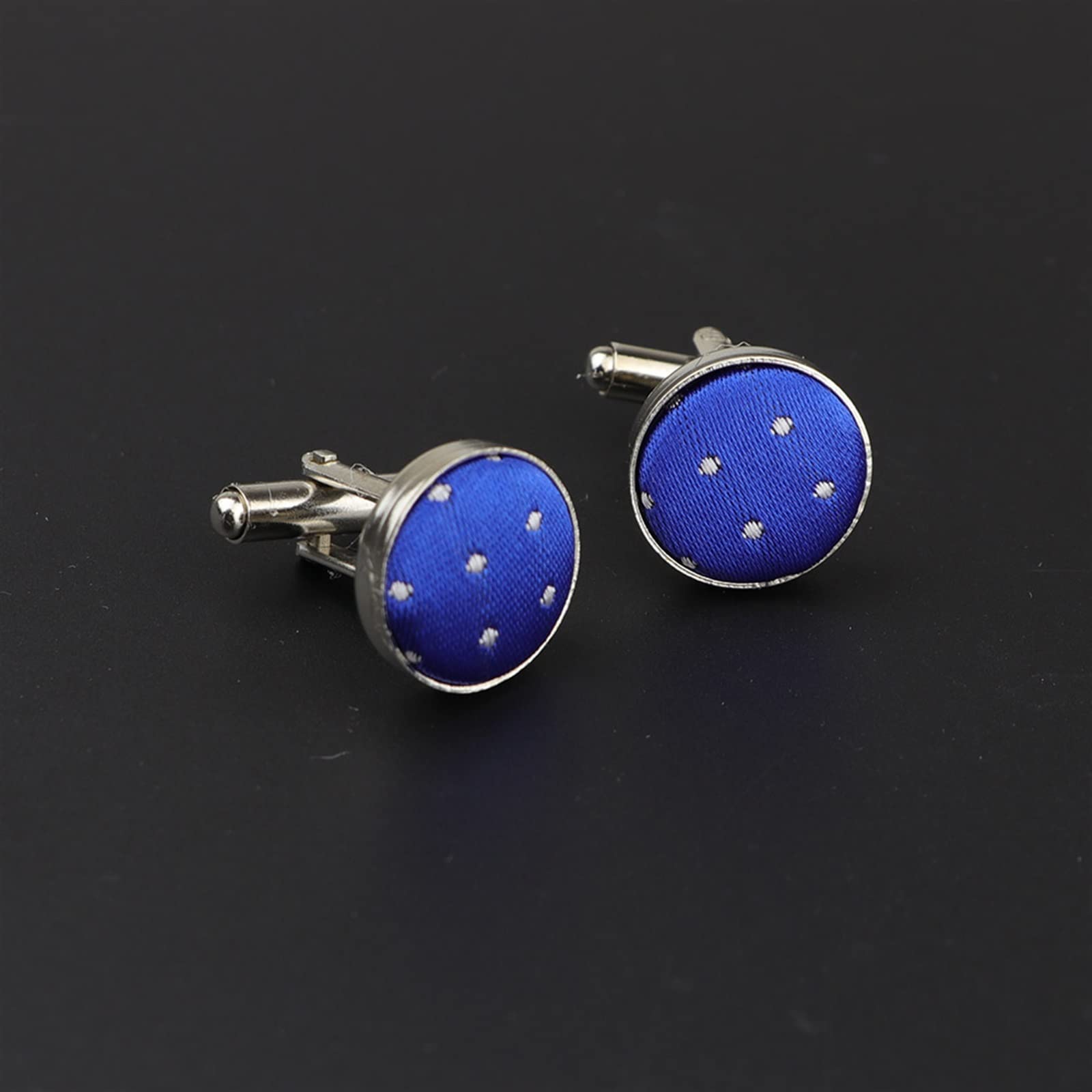 Anzug-Manschettenknöpfe Classic Fashion Dots Polyester Check Design Manschettenknopf für Herren Manschettenknöpfe Manschettenknöpfe Schmuck (Metal Color : 22)