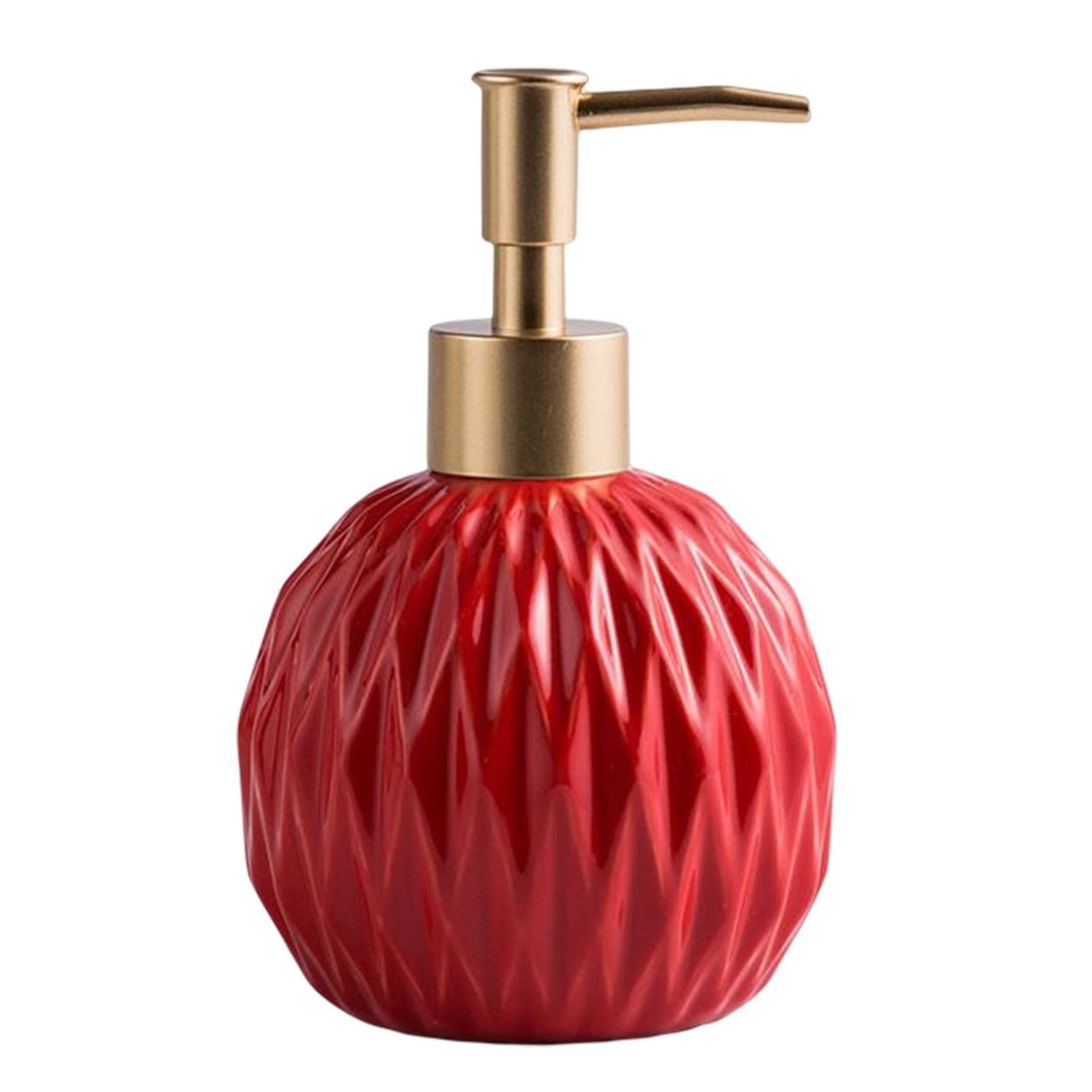 TWISAXC Aesthetically Pleasing Soap Dispenser Bottle Ceramic Soap Dispenser With Pump Bathroom Countertop Refillable Shower Shampoo Bottles Durable Easy To, Red