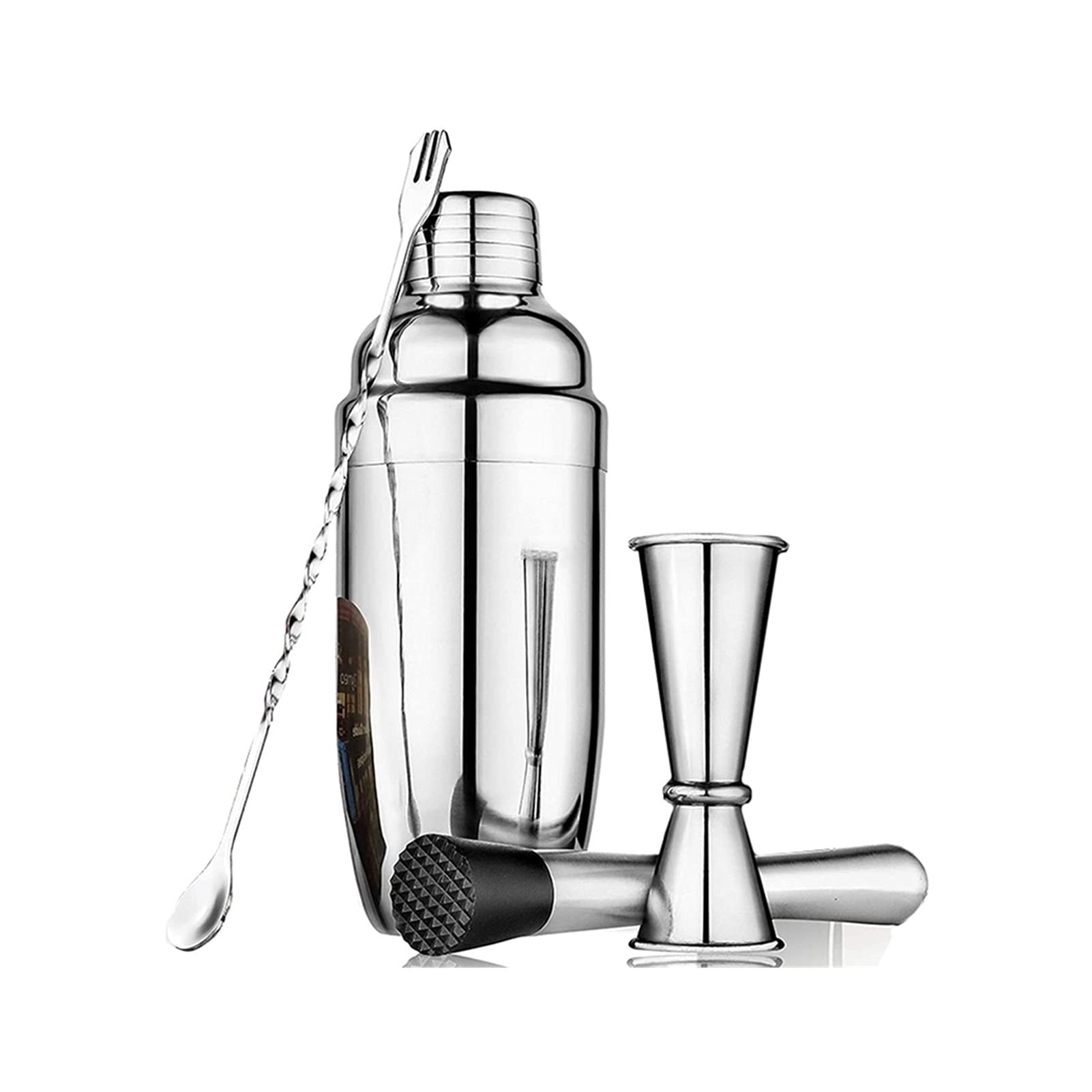 SePkus Coctelera Coctelera Juego de coctelera Kit de coctelería de Acero Inoxidable Mezclador con colador Incorporado Herramientas de Barra Profesionales camareros Principiantes (Plata)