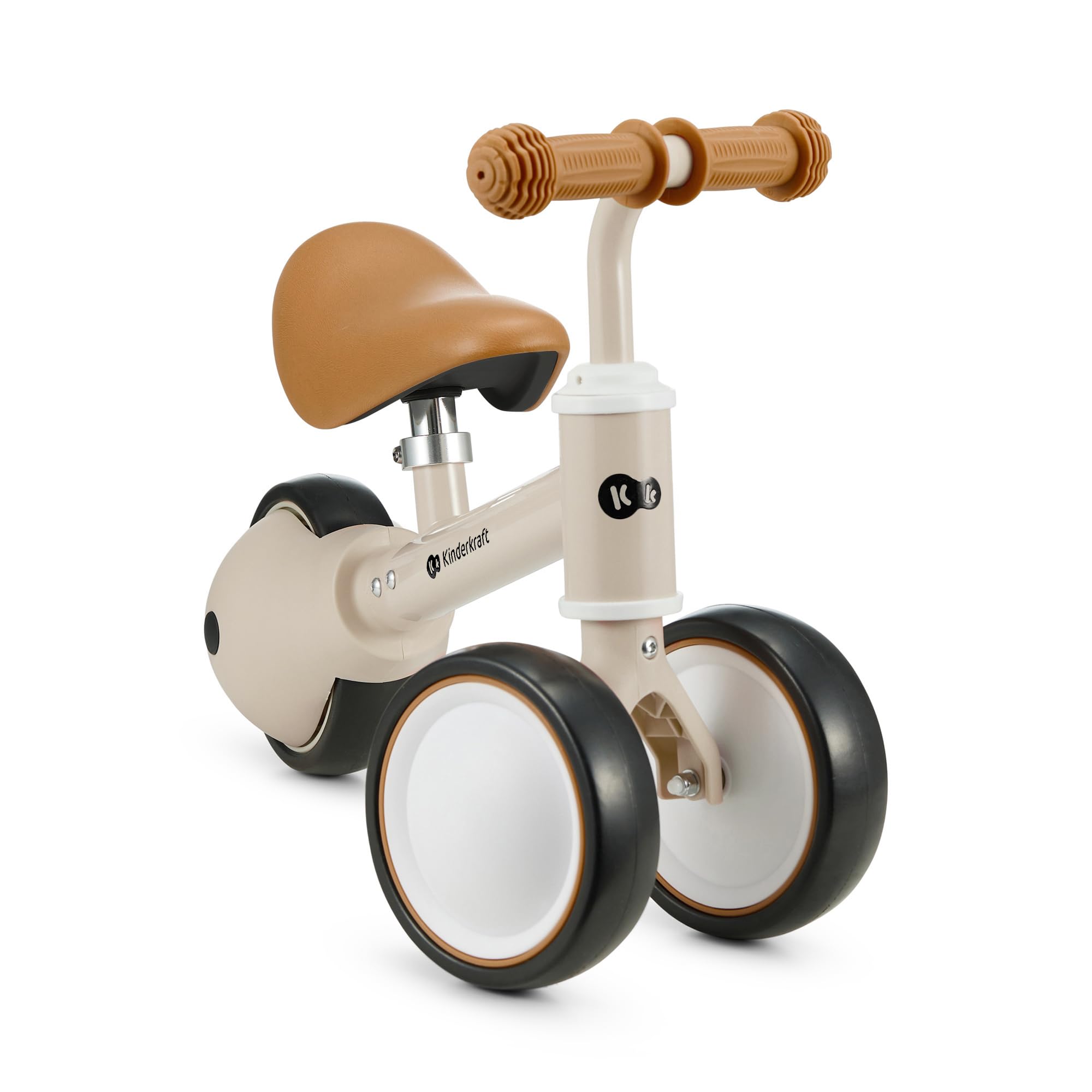 Kinderkraft Cutie Draisienne en Métal, Vélo 3-en-1, Vélo sans Pédales, Vélo Bébé, Siège Réglable (de 26 à 28 cm)., Sûr et Pratique, Poids léger, Trois Roues, 1 an à 15 kg, Beige