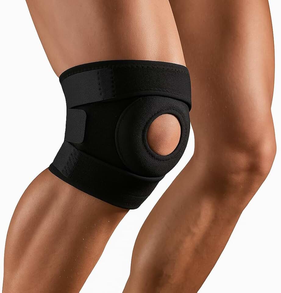 Joelheira de Compressão Ortopédica Articulada Reforçada Ajustável com Suporte Patelar – Estabilizadora para Joelho – Treino, Corrida, Crossfit, Lesões, Artrite, Menisco, Prevenção e Reabilitação Premium