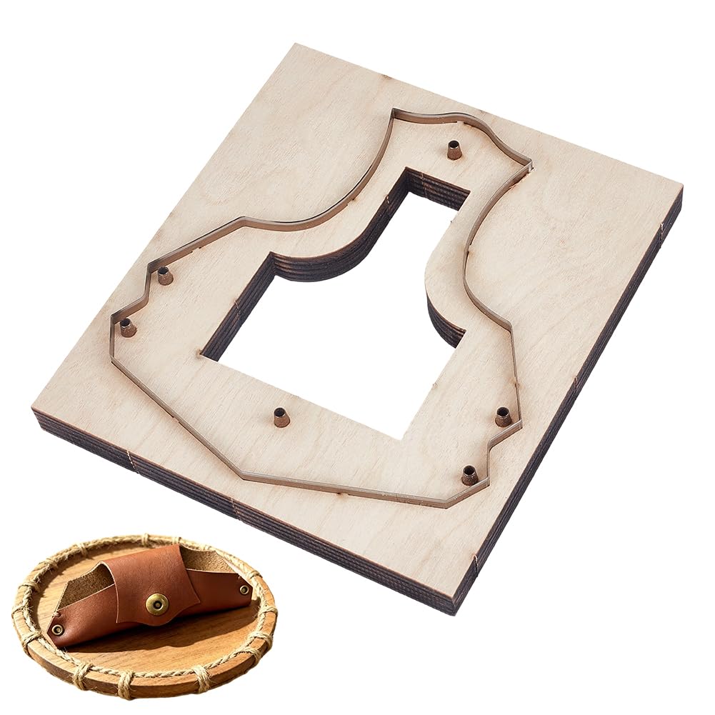 Molde de corte para cuero para gafas de sol, estuche de gafas, plantilla para estampado y estampado de cuero con base de madera lisa para bolsas de gafas caseras