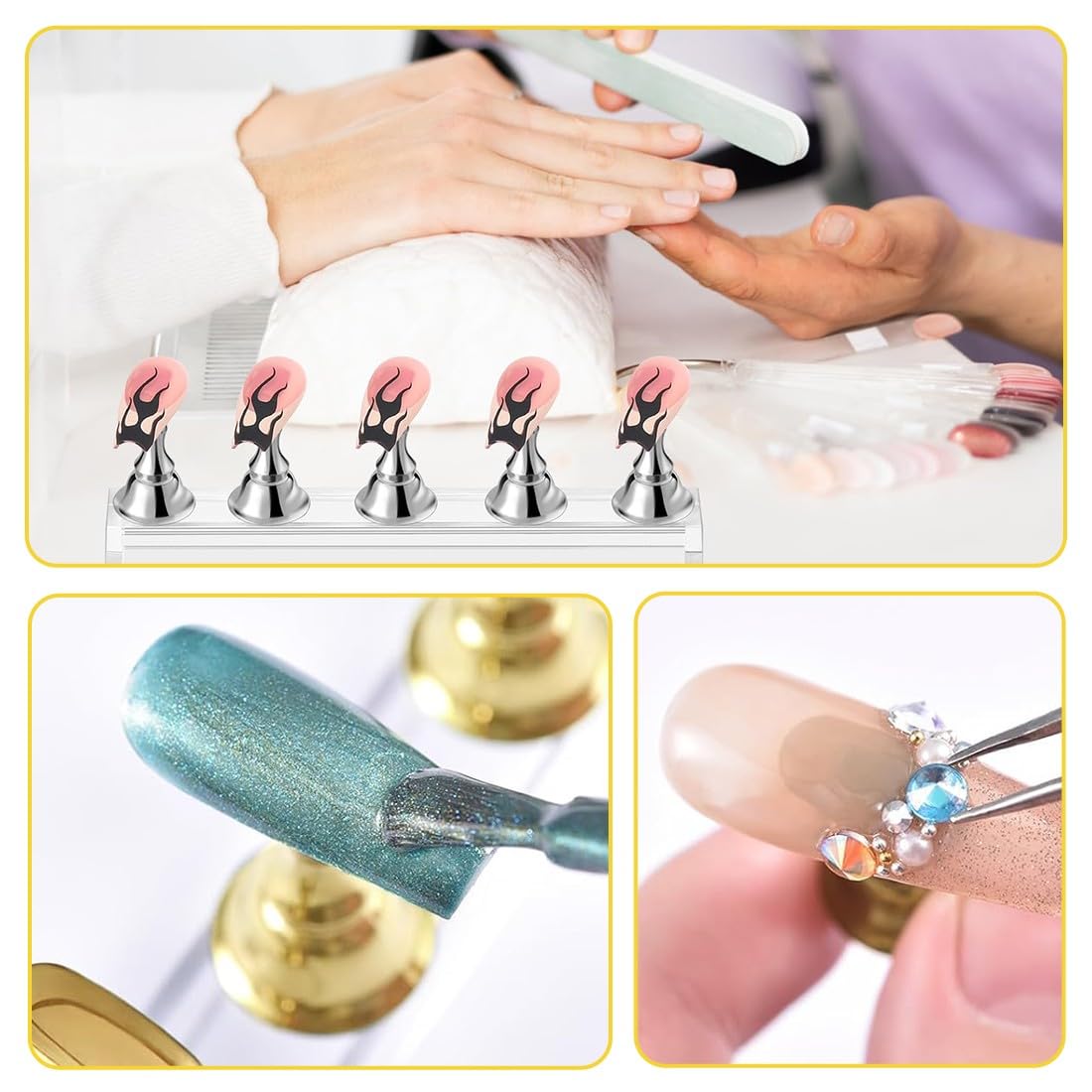 JEYORZY 2 Set Supporto Espositore Unghie Display Magnetico,Acrilico Unghie Display Stand Magnetico,per Manicure Domestico e Salone Viene Fornito,con 200 Adesivi