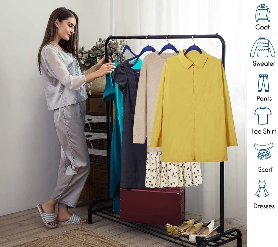 Revwd Velvet Clothes Hangers - Non-Slip Suit & Coat Hangers with 360° Swivel Hook | Heavy-Duty Slim Blue Hangers for Pants, Dresses & Shirts (Blue, Pack of 6)