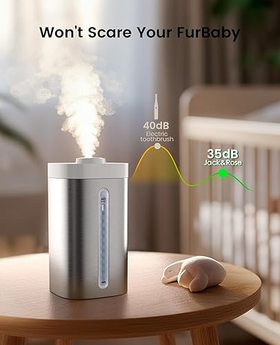Miniatura 5 de Jack & Rose Humidificador de acero inoxidable, fácil de limpiar, apto para lavavajillas, humidificadores de niebla fría para dormitorio
