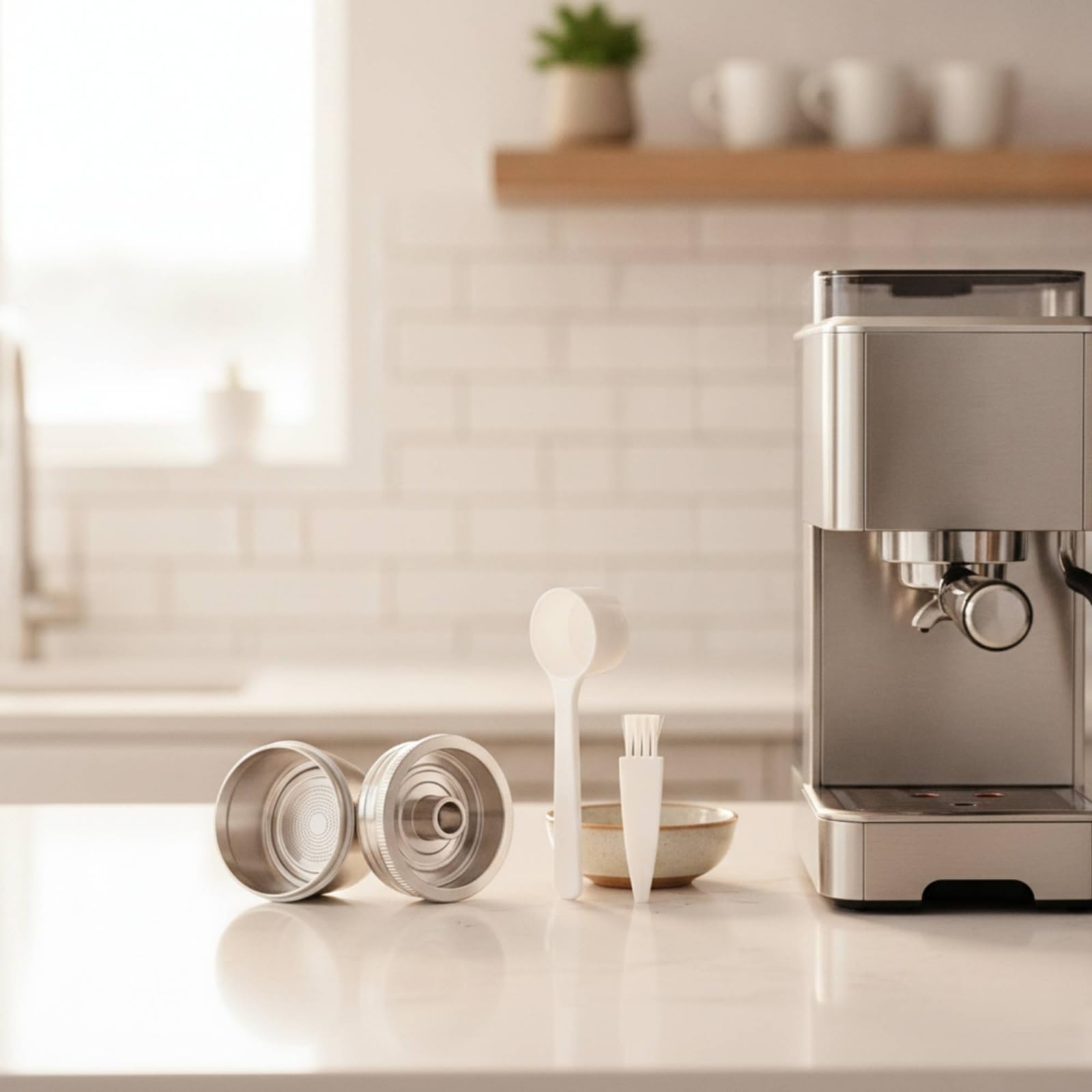 Colador de Café Reutilizable Cápsula Reutilizable Filtro de Espresso Colador Metálico Recargable Acero Inoxidable Base Perforada para Flujo Preciso y, style to 2