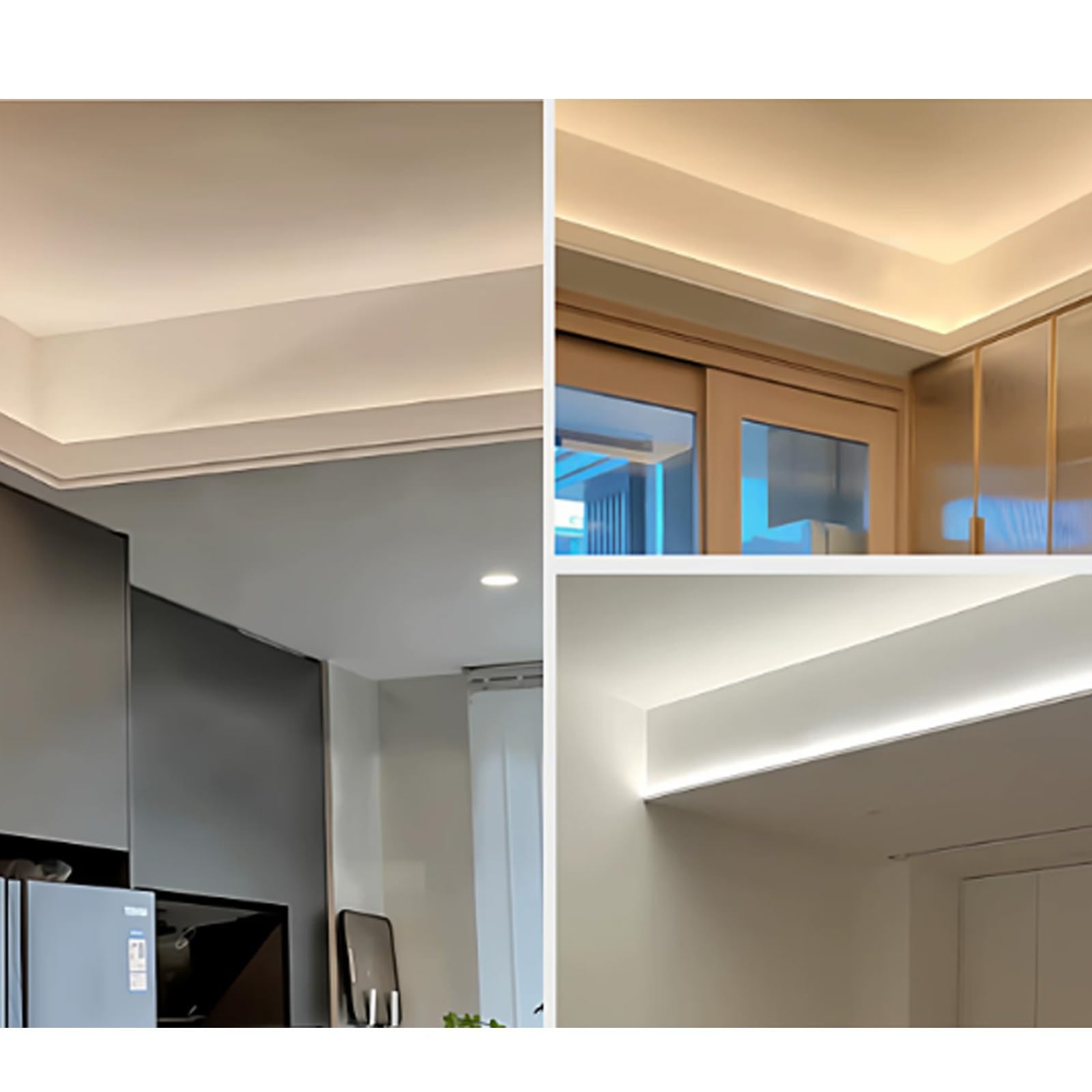 LZMZMQ Stuckleisten Decke LED Aluminium-LED-Lichtschlauch, Abgewinkelt, Flexibler Lichttrog, Kronenformbeleuchtung(29.5ft(9m))