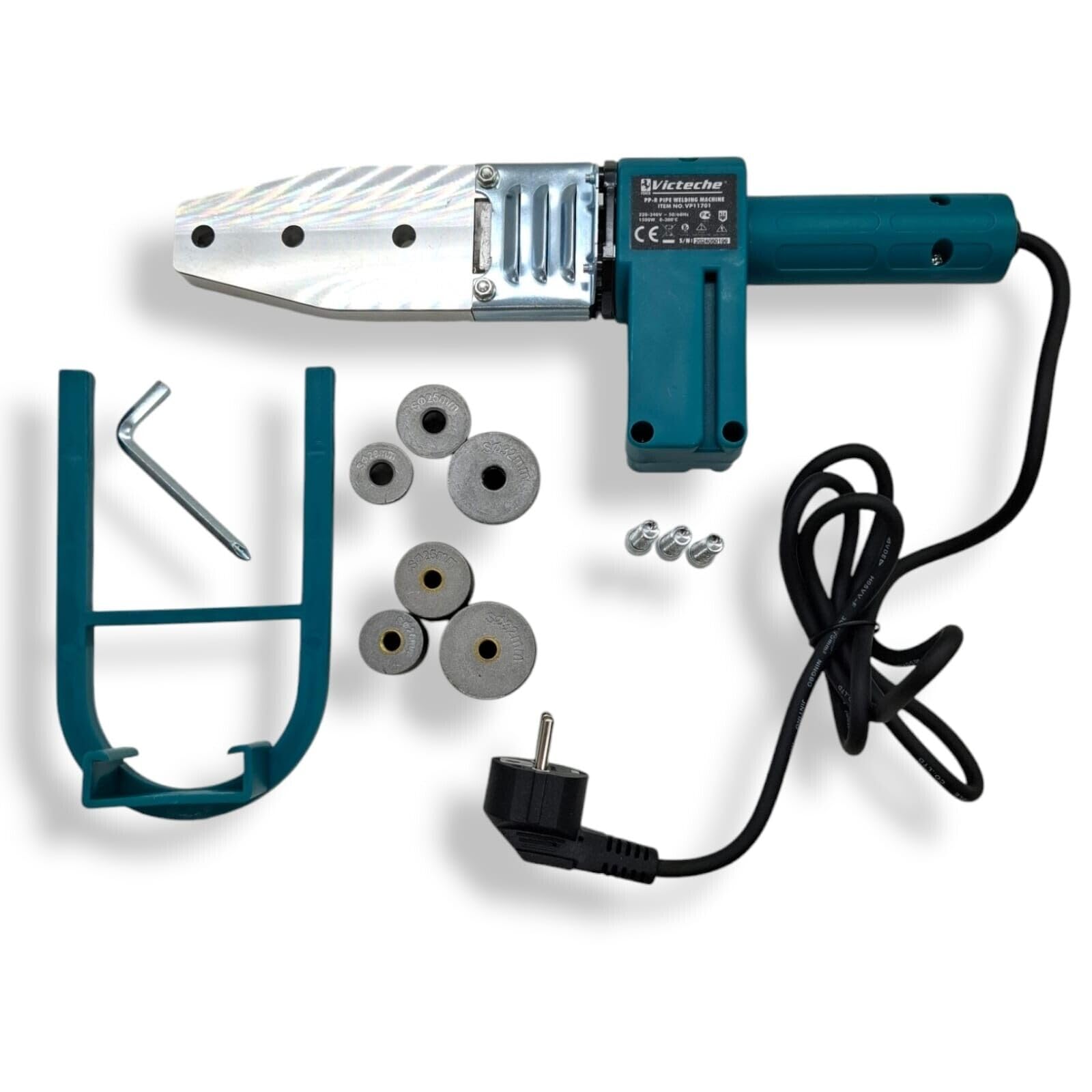 Polifusore Saldatore 1500W per Saldatura Tubi in Plastica PVC PP-R PE, Kit con 3 Matrici 20-25-32mm, Regolazione Temperatura 0-300°C, Ideale per Impianti Idraulici e Termoidraulici, Alimentazione 220V