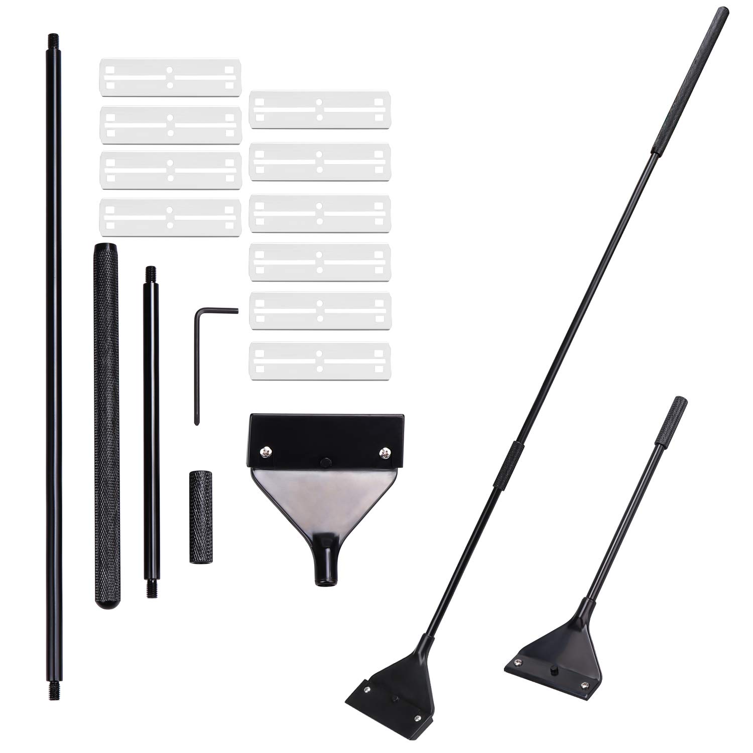 Coolty 66cm Algues Grattoir pour Aquarium avec 10pcs Acier Inoxydable Lames de Rechange, Outil de Nettoyage kit Aquarium en Verr