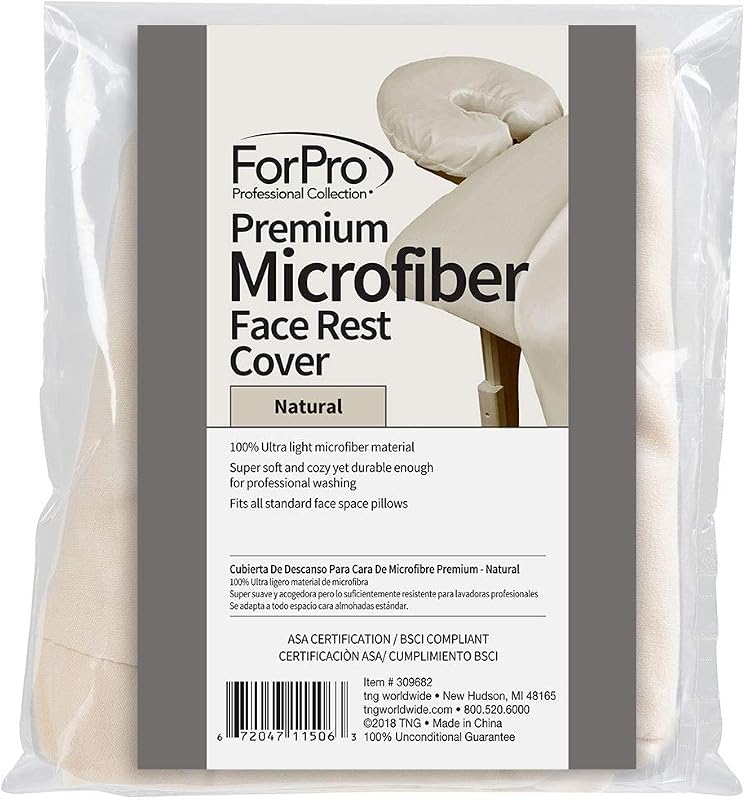 ForPro Professional Collection Capa de microfibra para apoio facial de maca de massagem, Natural