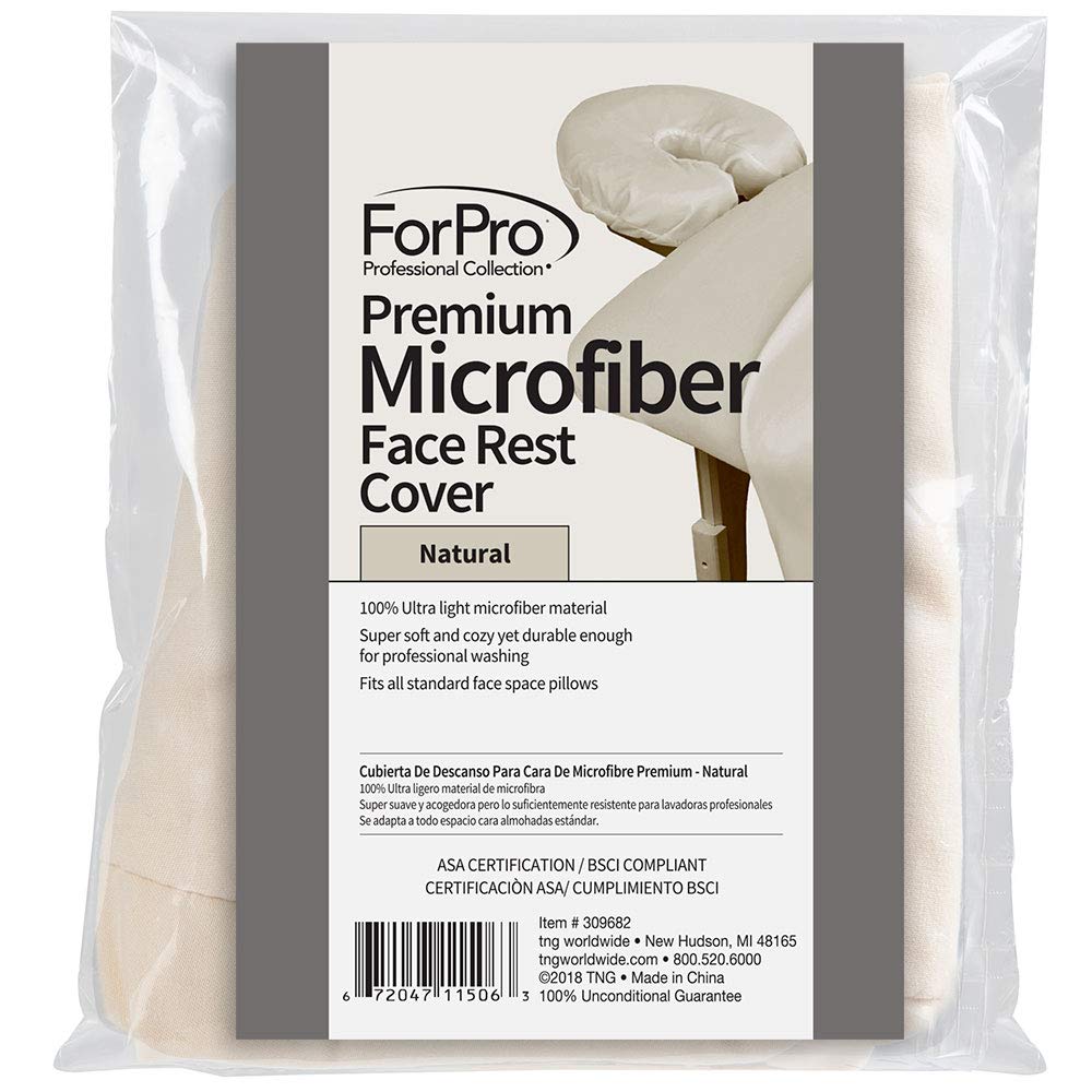 ForPro Premium Microfiber Face Rest Cover, Natural, Ultra-Light, Stain and Wrinkle-Resistant, for Massage Tables
