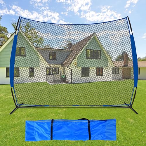 PGL 12x9FT Sports Barrier Net, Large Batting Nets for Baseball and Soccer, Portable Ball Sport Training Equipment, Suitable for Baseball, Softball, Hockey, Lacrosse, Football, Soccer Etc, Blue Series