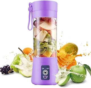 Frullatore Portatile Spremiagrumi elettrico USB Spremiagrumi portatile Spremiagrumi 380ml Bottiglia d'acqua Spremiagrumi con 4 lame, 1000mAh batteria ricaricabile (porpora)