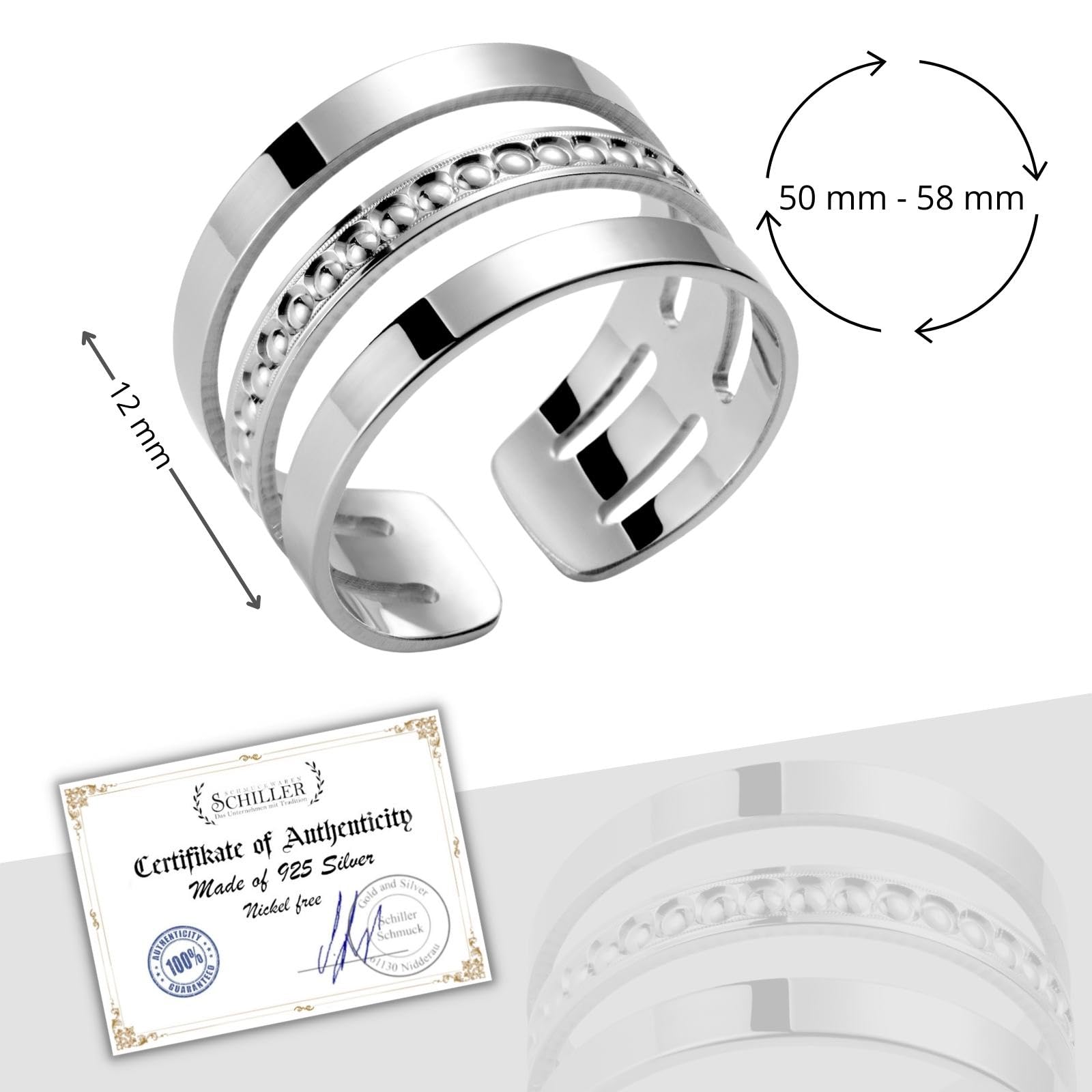 Anillo de plata de ley 925 para mujer, tamaño ajustable, regalo de regalo para mamá