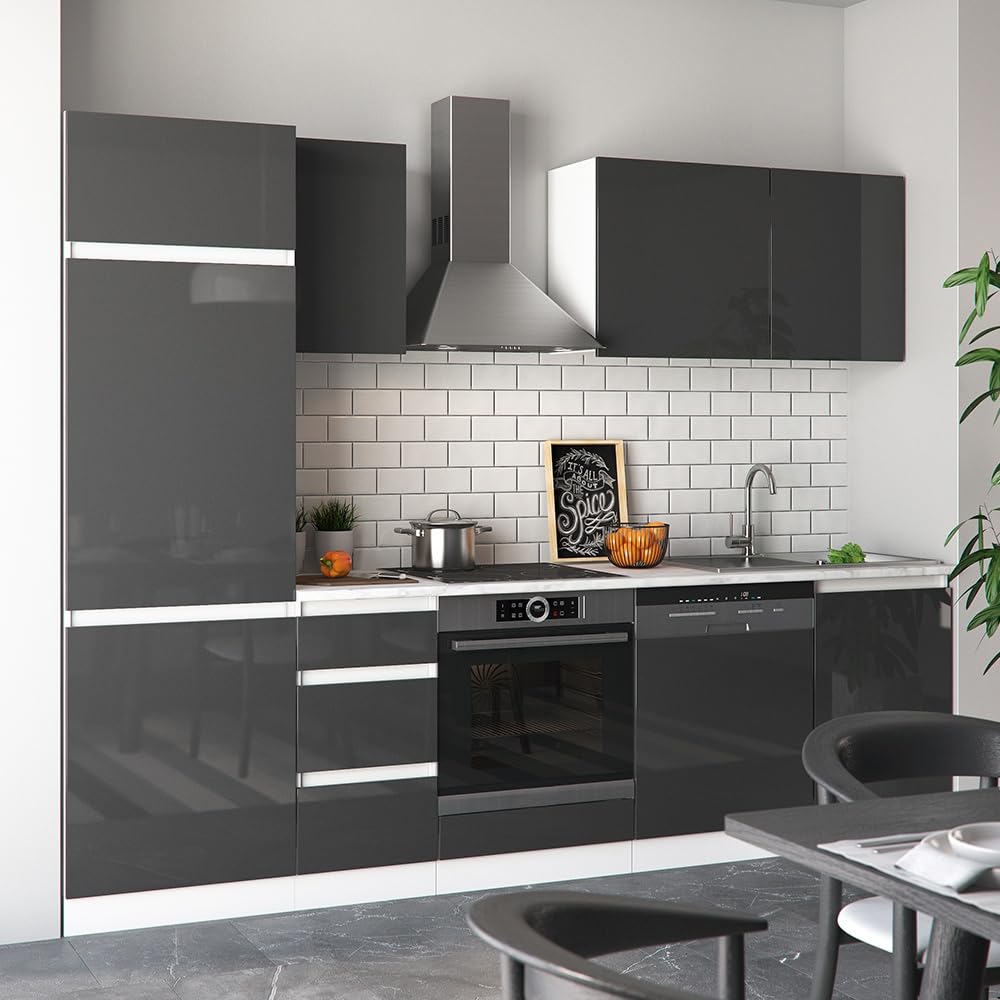 Vicco Cucina componibile Optima, Antracite lucido/bianco, 270 cm