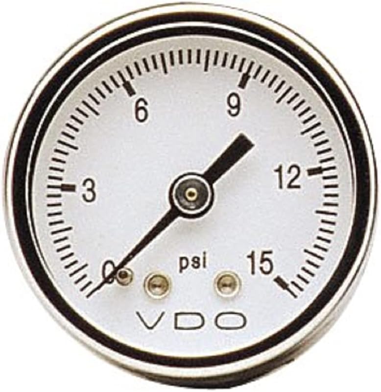 Manômetro de pressão de combustível VDO 15 psi com rosca 1/8" NPT – 1 unidade