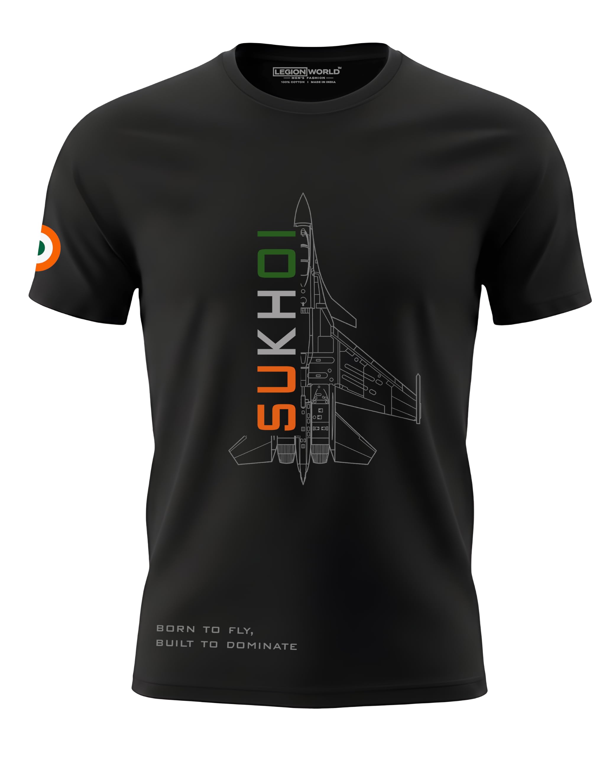men's fighter jet graphic printed t-shirt | aviation inspired 100% pure cotton 180 gsm | regular fit round neck half sleeve casual t-shirt for men