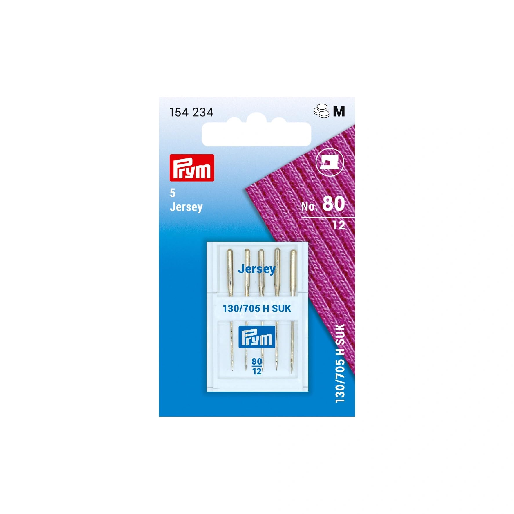 Prym 154234 Aiguilles spéciales pour machines à coudre, 130/705 « Jersey », 80, Silver, Taille Unique, Set de 10 Pièces