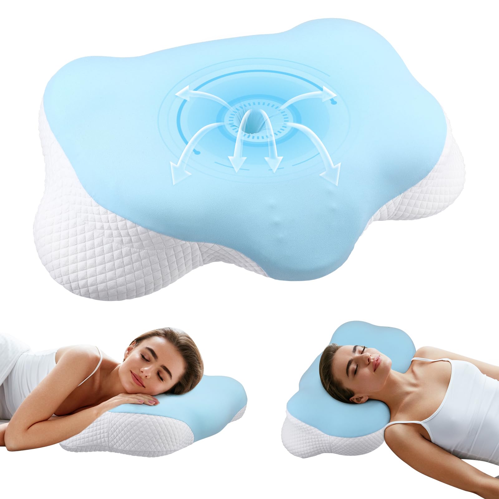 Cuscino Cervicale Memory Foam Ergonomic – Antirussamento Per Dormitori Laterali, Supini E Proni