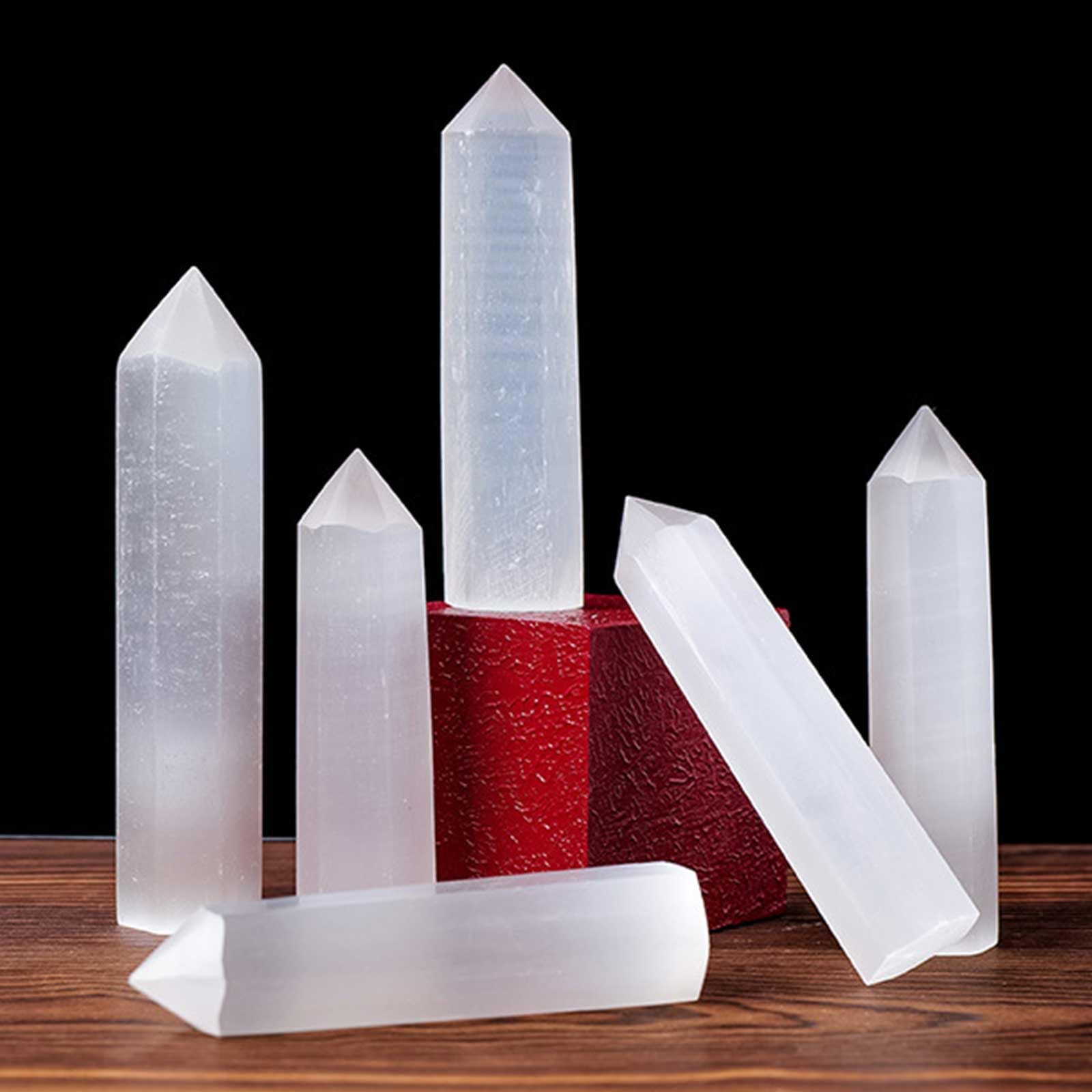 Bacchetta di Cristallo curativa in Selenite Naturale da 3 Pezzi con Punta | Pietre di cristalli lucidati per pulizia energetica, ricarica, Reiki, bilanciamento dei chakra, meditazione