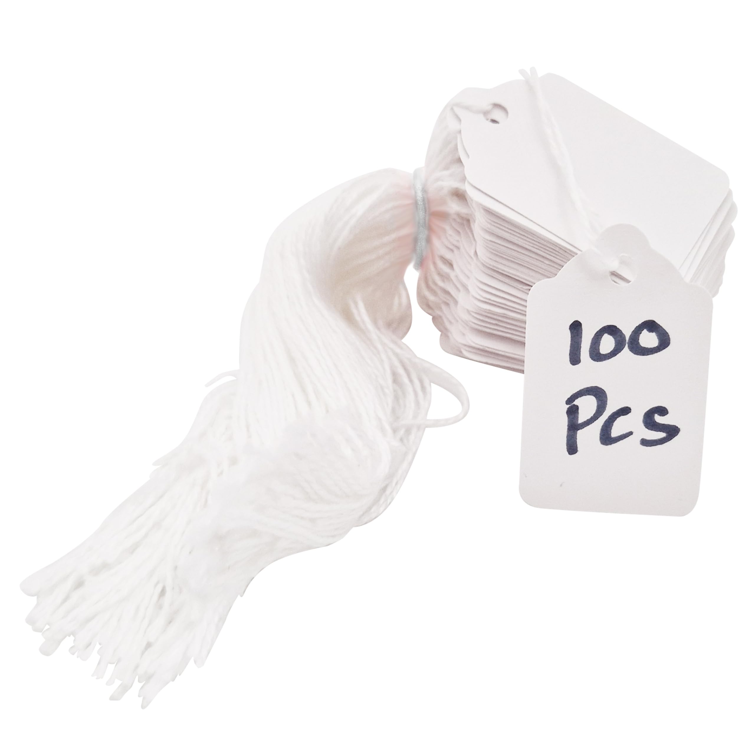 Swift Strung Tags White Card Clothing Parcel Label String Hanging Gift Swing Tickets Kraft Hang Price Labelling 45mm x 28mm (Pack of 100) — image 1