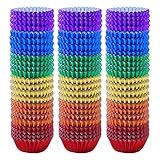 Elcoho 600 Pieces 1.25 Inch Mini Foil Metallic Cupcake Liners Muffin Paper Cases Baking Cups, 6 colors