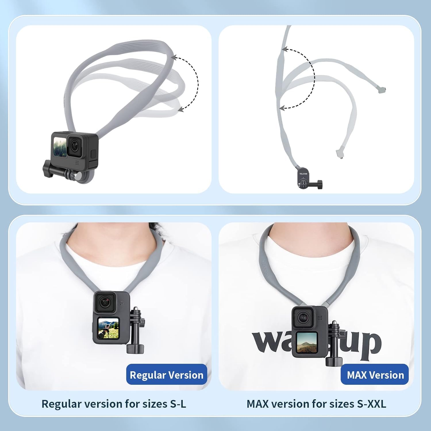 Comparison of Regular Version and MAX Version of TELESIN Neck Mount