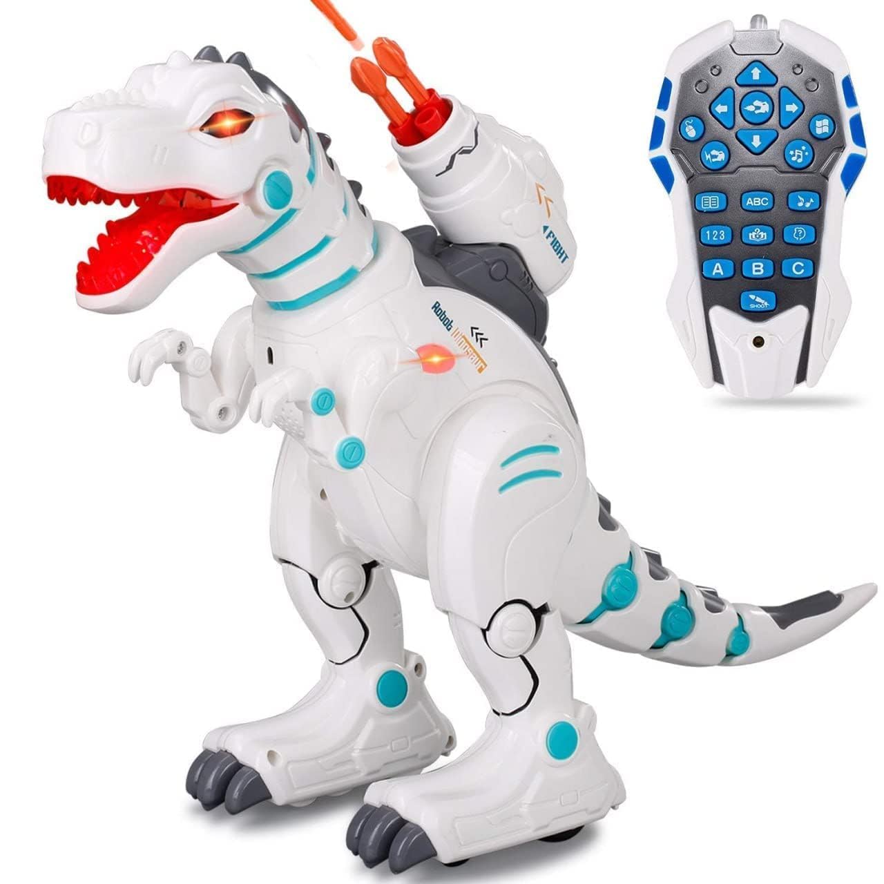 Relizaa Remote Control Waking Robot Dinosaur Toy For Kids - Fire Spray Effect, On Wheels, Wireless Remote Control, Sound & Music, Intelligent Robot Programming Early Education Toy, Multicolor
