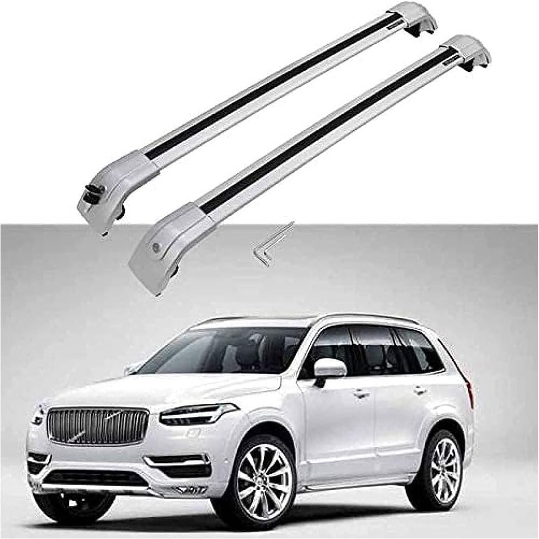 2 Stück Auto Dachträger Gepäckträger für Volvo XC90 2015-2020, Dachgepäckträger Aluminium Relingträger Lastenträger Gepäcktransport Zubehör