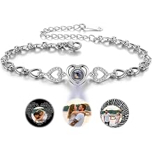 Personalized Photo Bracelets for Women Custom Bracelet with Picture Inside Love Heart Crystal Custom Photo Projection Bracelet Memorial Jewelry Lover Mothers Day