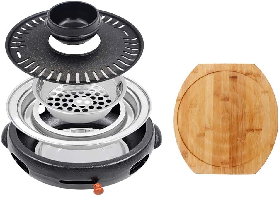 Portable BBQ Grill, Korean BBQ Grill Cast Iron 32cm x 10cm Multicolor Pack of 8 for 4-6 People(E)