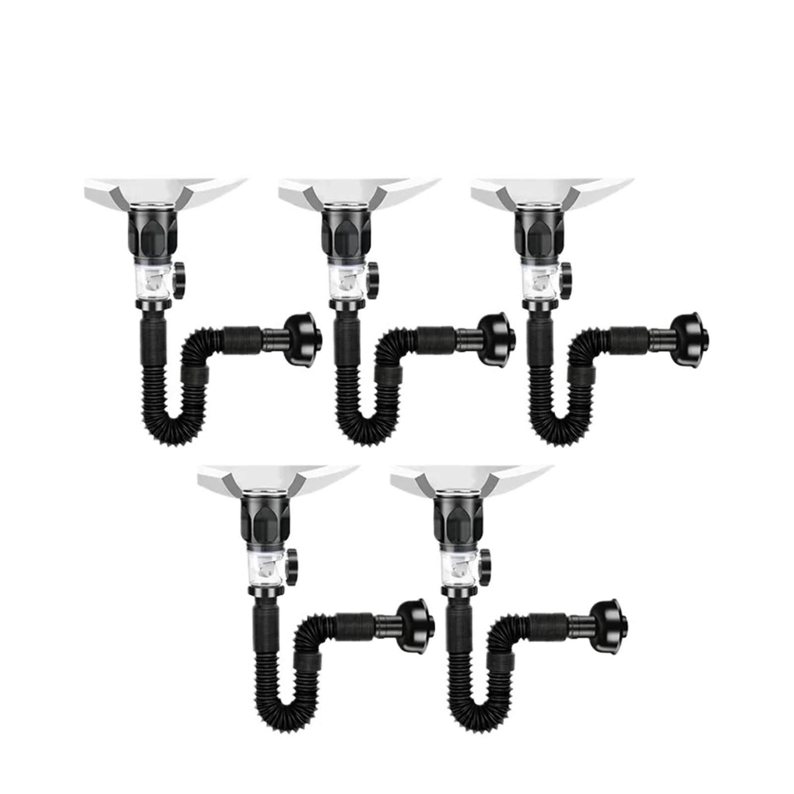 Manguera De Drenaje Universal For Fregadero De Cocina(Black-5PCS)
