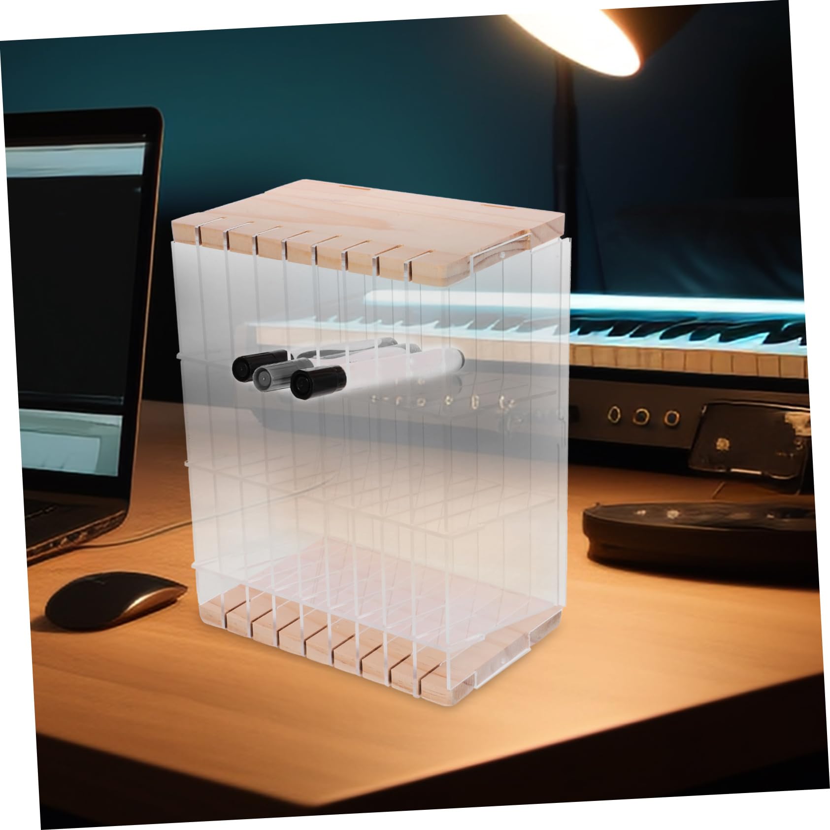 EXCEART Acryl und Holz Multifunktionaler Stifteorganizer Schulbeginn Party