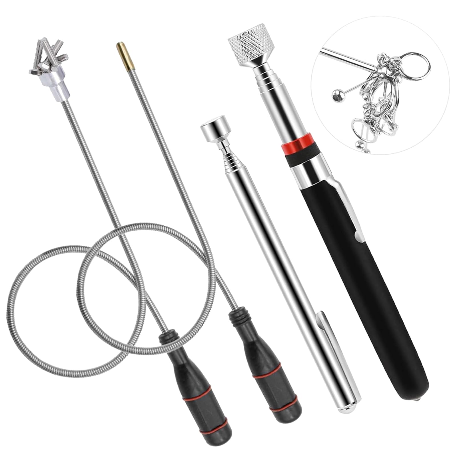 4-Piece Telescopic Magnetic Pickup Tool Set with Claw Grabber & Flexible Lifter – 60cm Extendable telescopic magnet Pick-Up for Automotive Repair, Boules & DIY (3LB/5LB/15LB Capacity)