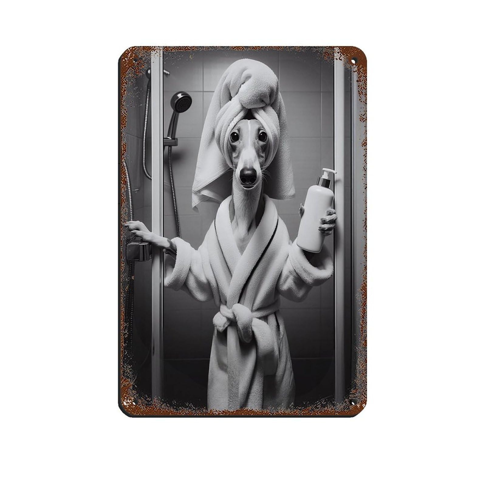 Lxwnze 20L X 30W Cm Greyhound Bathroom Art Poster Retro Poster Metal Tin Sign Chic Art Retro Iron Painting Bar People Cave Cafe Family Garage Poster Wall Decoration 8X12inch(20X30cm)