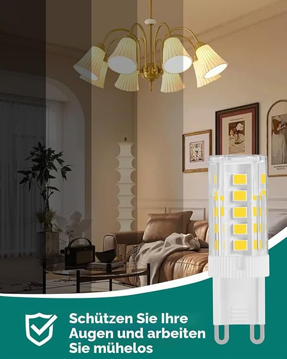 G9 LED Light Bulb LED Light Bulb 3W Equivalent to 35W-40W Halogen Bulb 400 Lumens Flicker-Free Non-Dimmable 360° Energy Saving Mini Light Bulb (Warm 3000K Pack of 2)