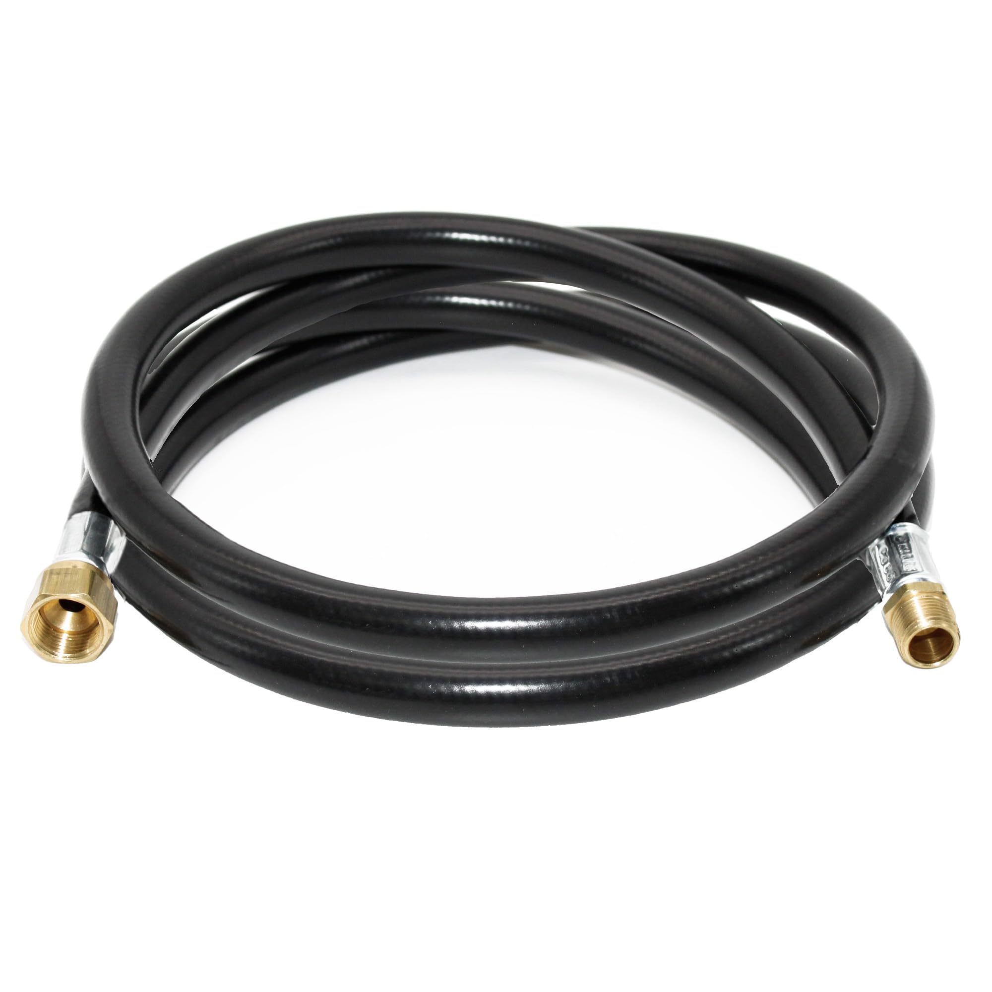 Flame King 60-inch Propane Thermo Plastic Hose Assembly, 3/8-inch ID, 3/8-inch MPT X 1/2-inch Female Flare, for RVs and Travel Trailers