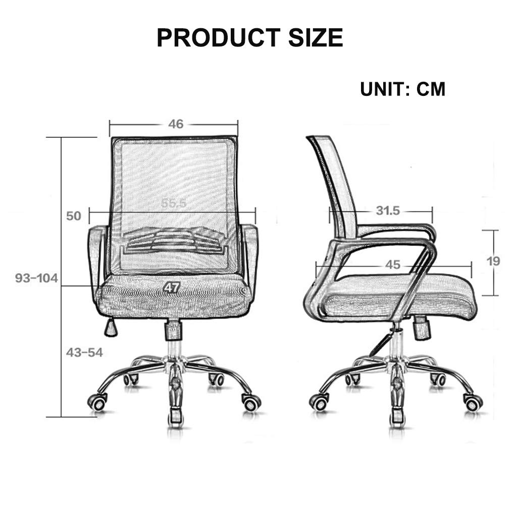 Computer Stuhl Gemütlich Mitarbeiter Stuhl Studentendrehstuhl Lift Stuhl Konferenzraum Bürostuhl (Color : Black, Size : 45x47x104cm)