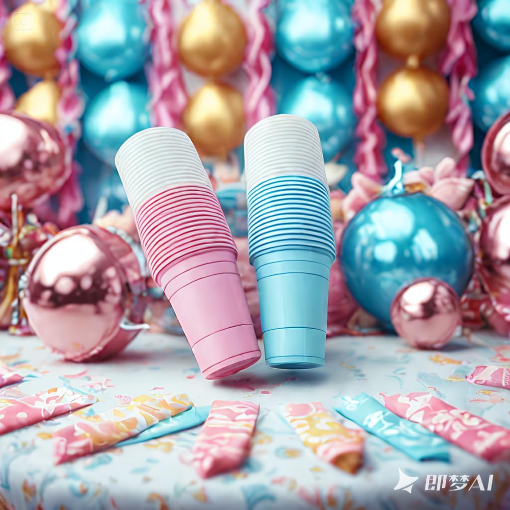 30 Pcs 16 oz Disposable Plastic Cups Bulk for Graduation Party Wedding Theme Party Birthday (Blue,White) - Image 3