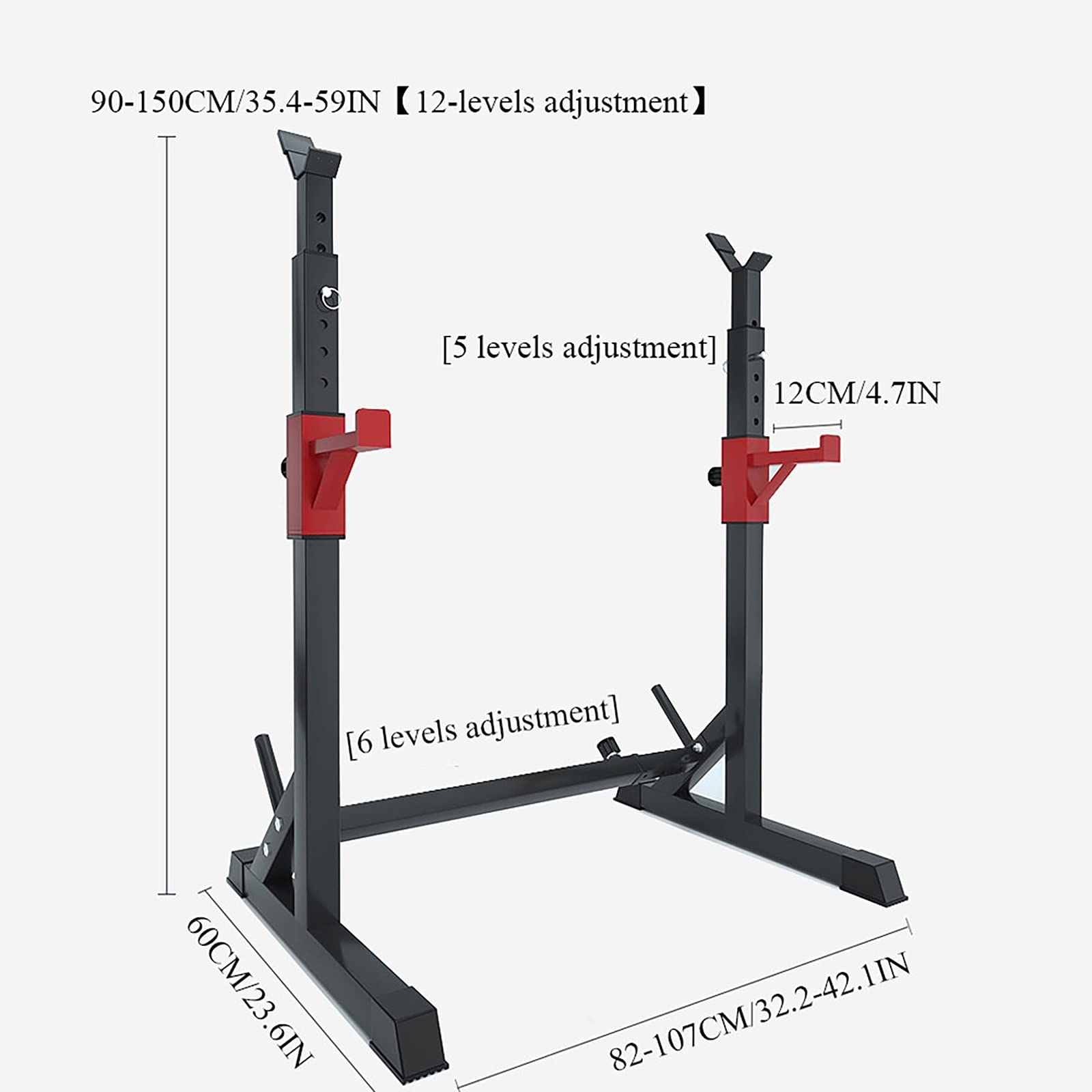 M-TOP Rack da Squat, Rack Bilanciere, Regolabile Multi-Funzione Porta Manubri da Squat per Allenamento di Forza Palestra di Casa, Max 260KG