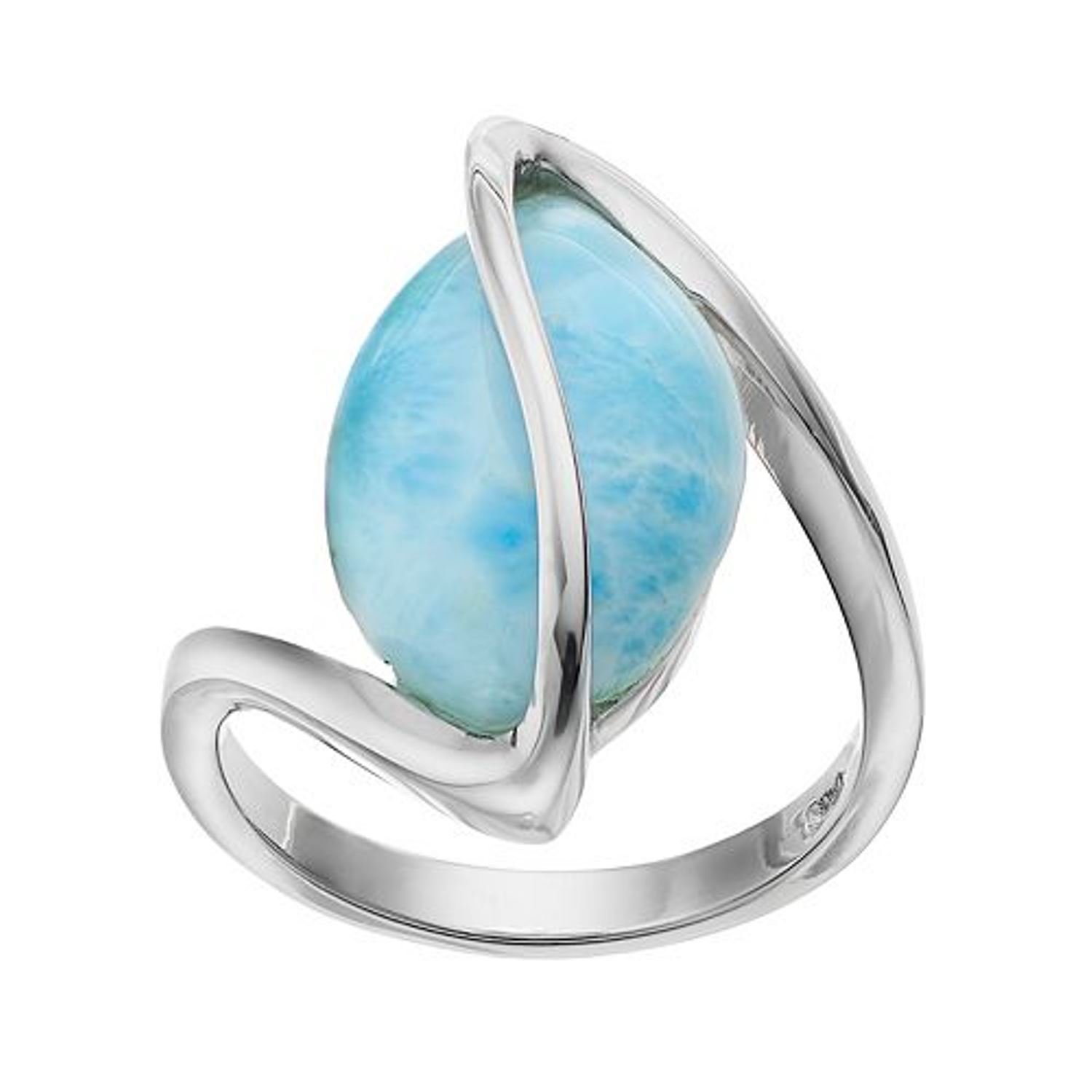 Beaux BijouxSterling Silver Oval Larimar Twisted Ring