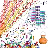 DPKOW Serpentins colorés et scintillants pour le Nouvel An, à lancer à la main, bandes à lancer à la main, confettis, canon à confettis métallique, bombe à confettis pour le Nouvel An, serpentins pour la décoration du Nouvel An 2025, décoration de table pour le Nouvel An, gadget