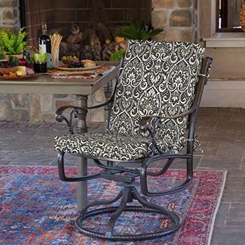 Image of Arden 2-Pack Patio Dining Outdoor Chair Cushions, 20x44, Rain-Proof Seat Pad, Fade-Resistant Outdoor Cushion Black Aurora Damask