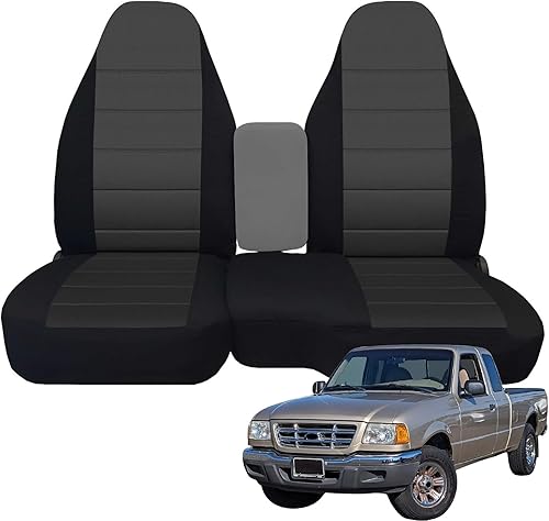 Miniatura 9 de Fundas de asiento delantero de ajuste personalizado sin consola, repuesto para Ford Ranger Pickup 6040 2004-2012, asiento de respaldo alto, tela de