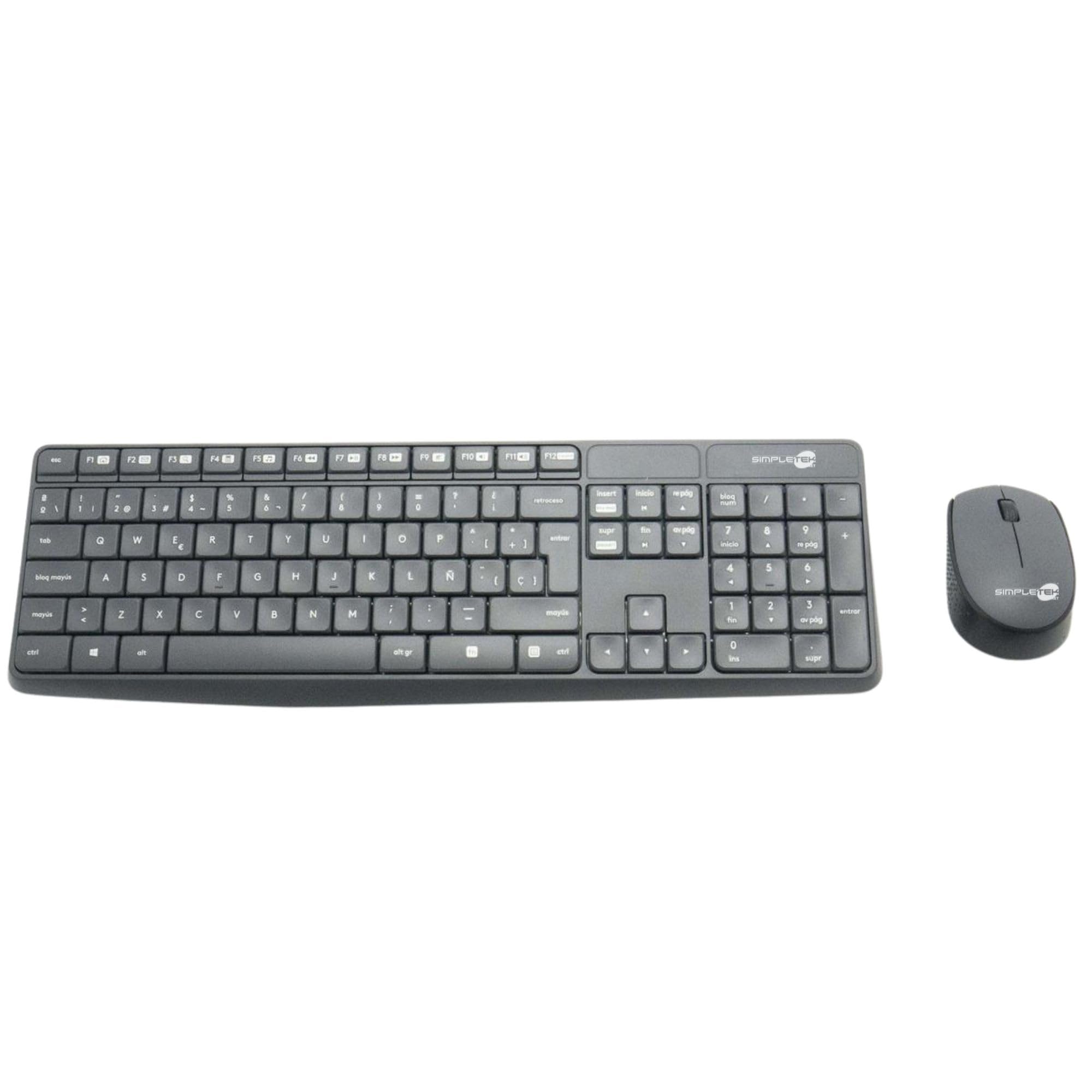 Teclado Plug & Play inalámbrico QWERTY español SIMPLETEK anti-salpicaduras con ratón 6