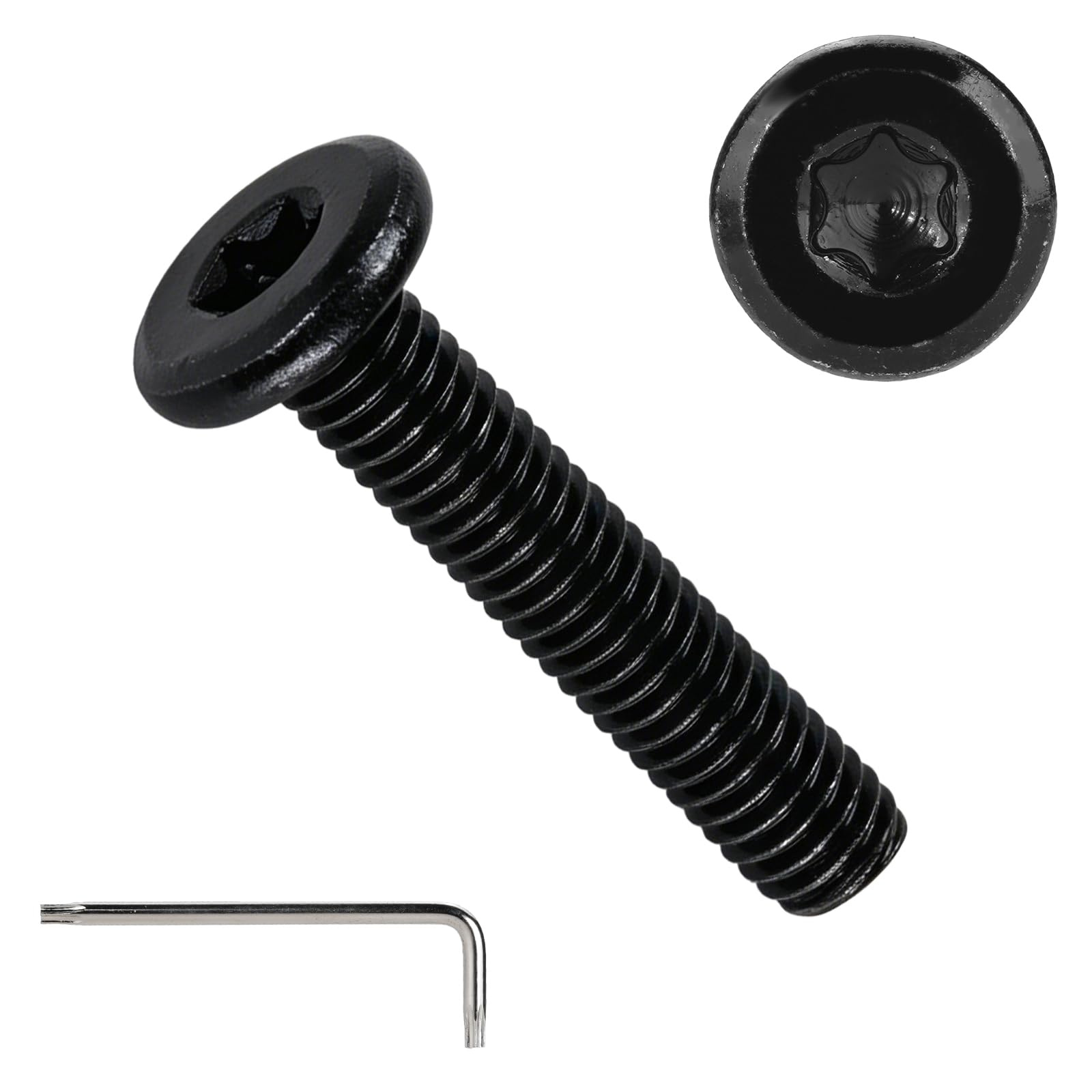 Home DIYer M4 Bolts 20Pcs M4 x 20mm Flat Head Torx Furniture Bolts, 304 Stainless Steel Black Oxide Full Thread Screws with Torx Key