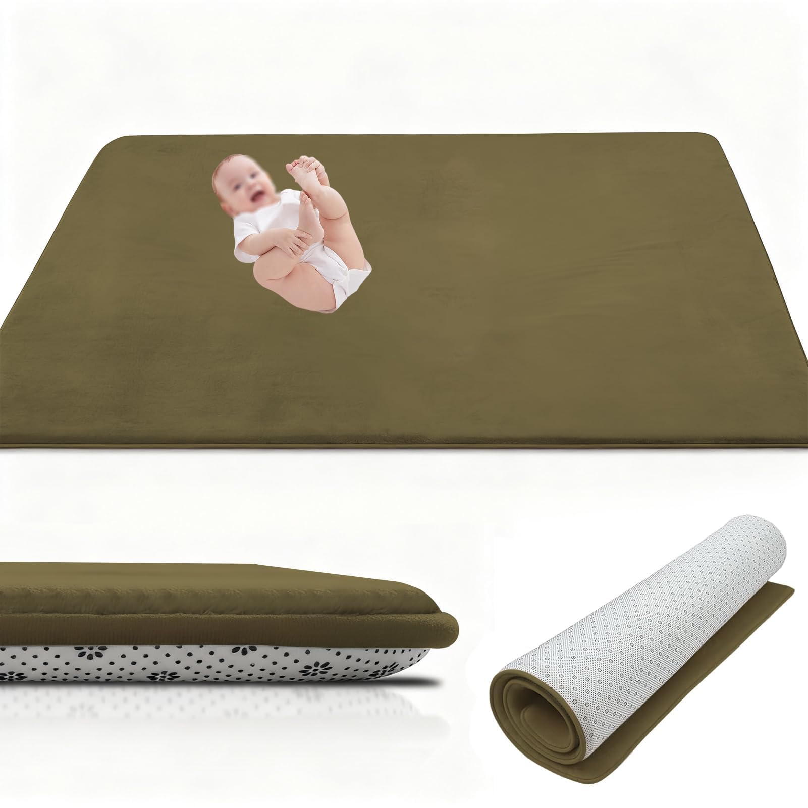 Coral Velvet Tappetino Area tappeti Gioco 200 x 400 cm Verde Militare