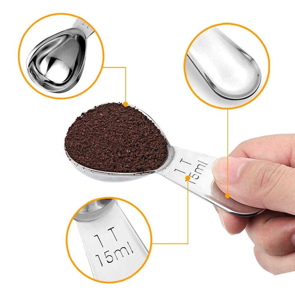 Cuillère à Café 2 En 1 En Acier Inoxydable 304, Cuillère à