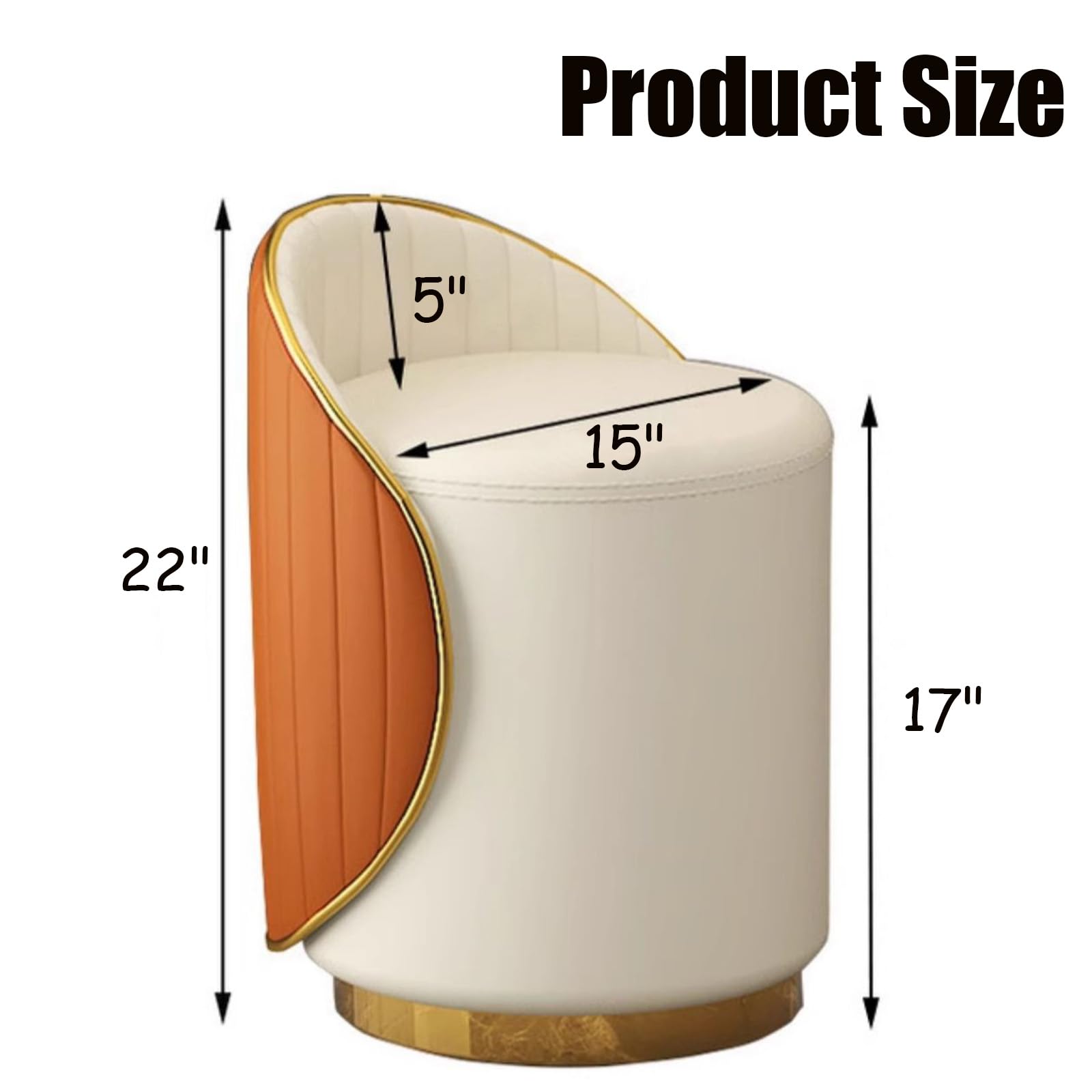 Slish Schminkstuhl, 360° drehbar, gepolsterter Make-up-Hocker mit weichem Leder und Rückenlehne, ideal für Schlafzimmer und Wohnzimmer, stilvolle und bequeme Sitzmöglichkeit, Grau